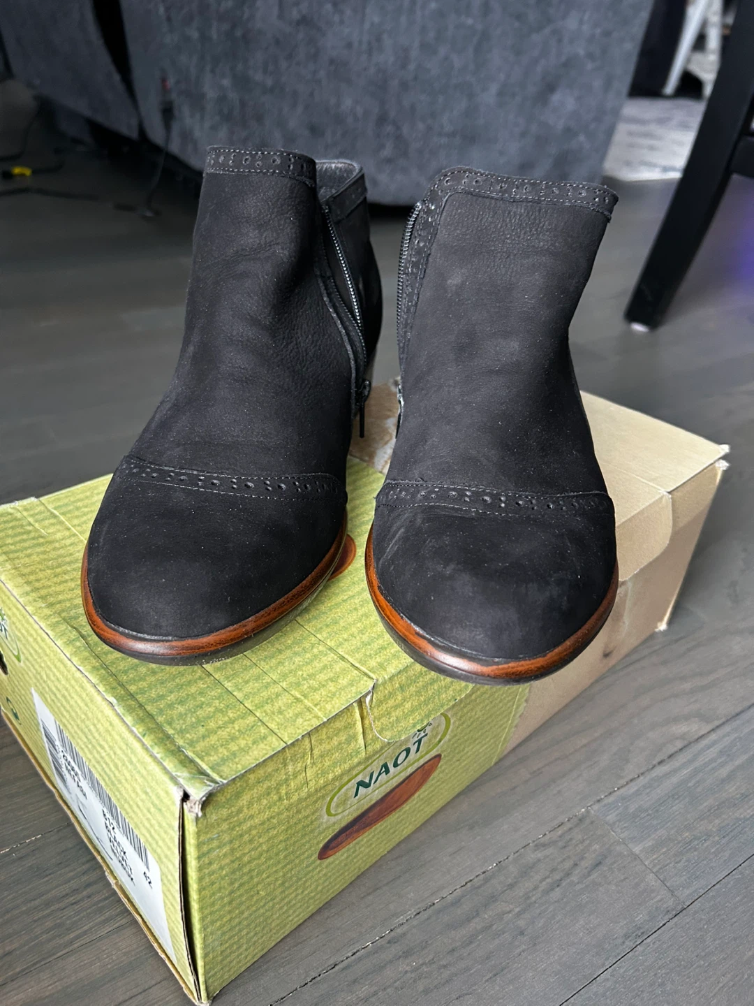Naot Black Suede Ankle Boots - Size 42