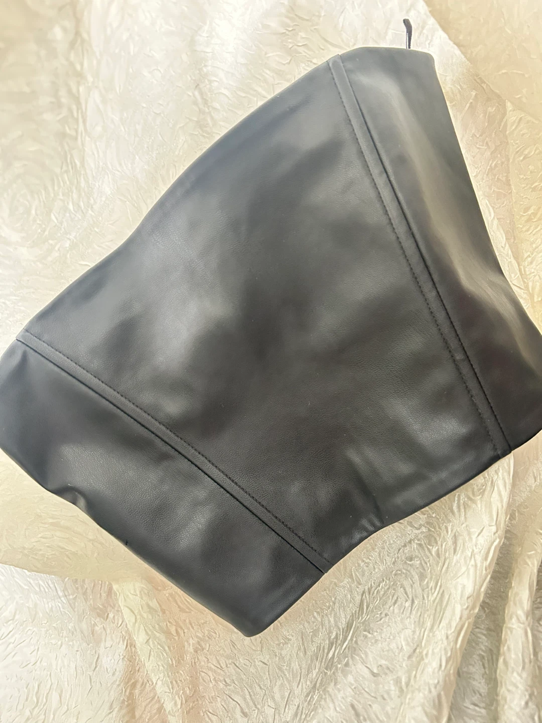 ZARA Black Faux Leather Corset Top - Size XS
