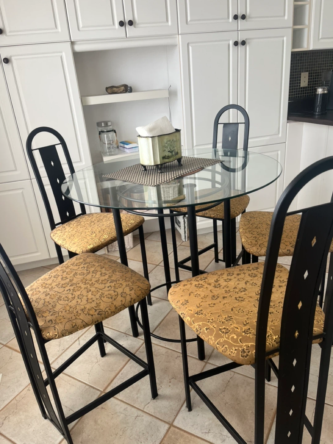 Glass Top Dining Set with 4 Chairs