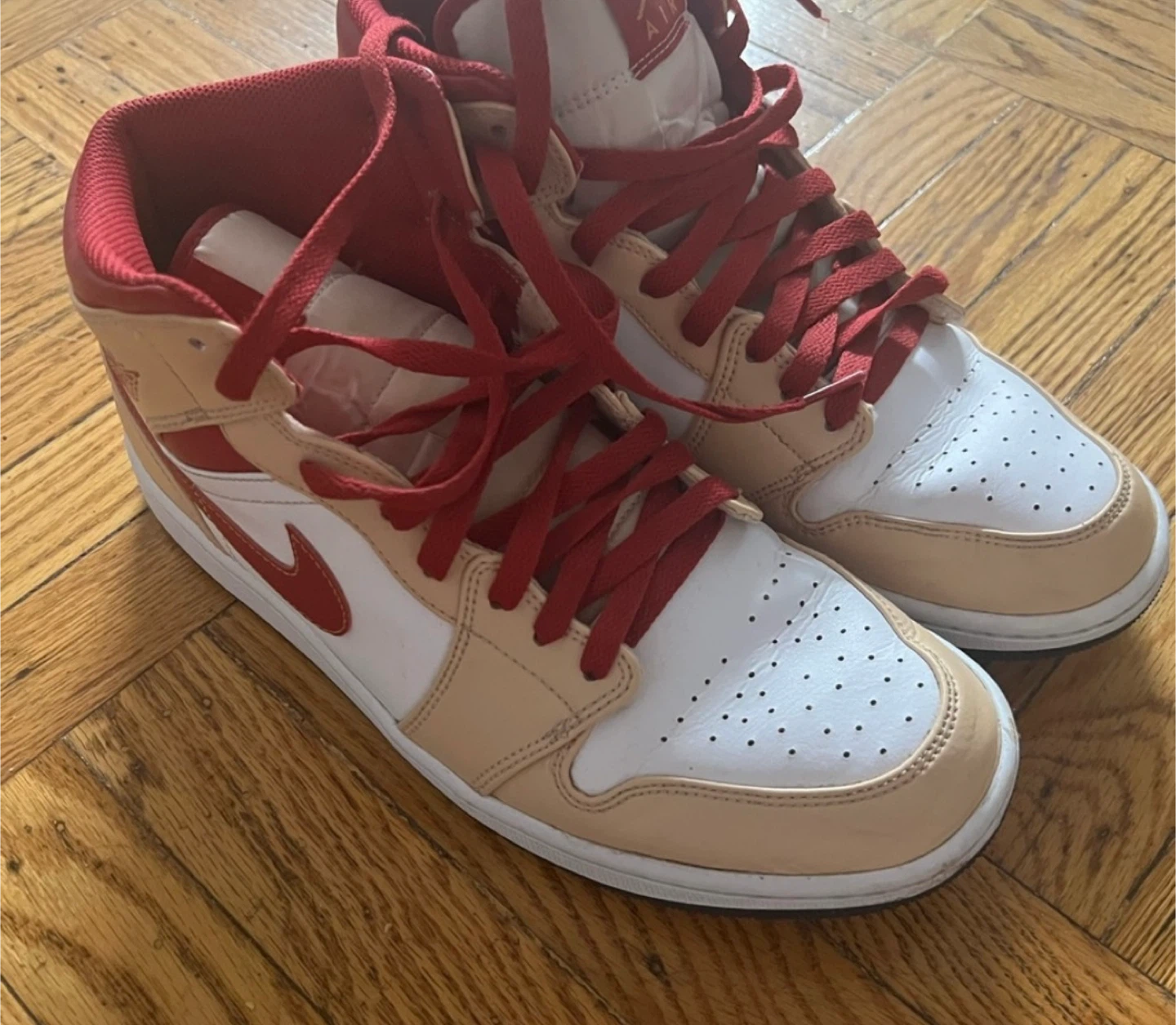 Air Jordan 1 Mid SE "Wheat and Crimson" Sneakers