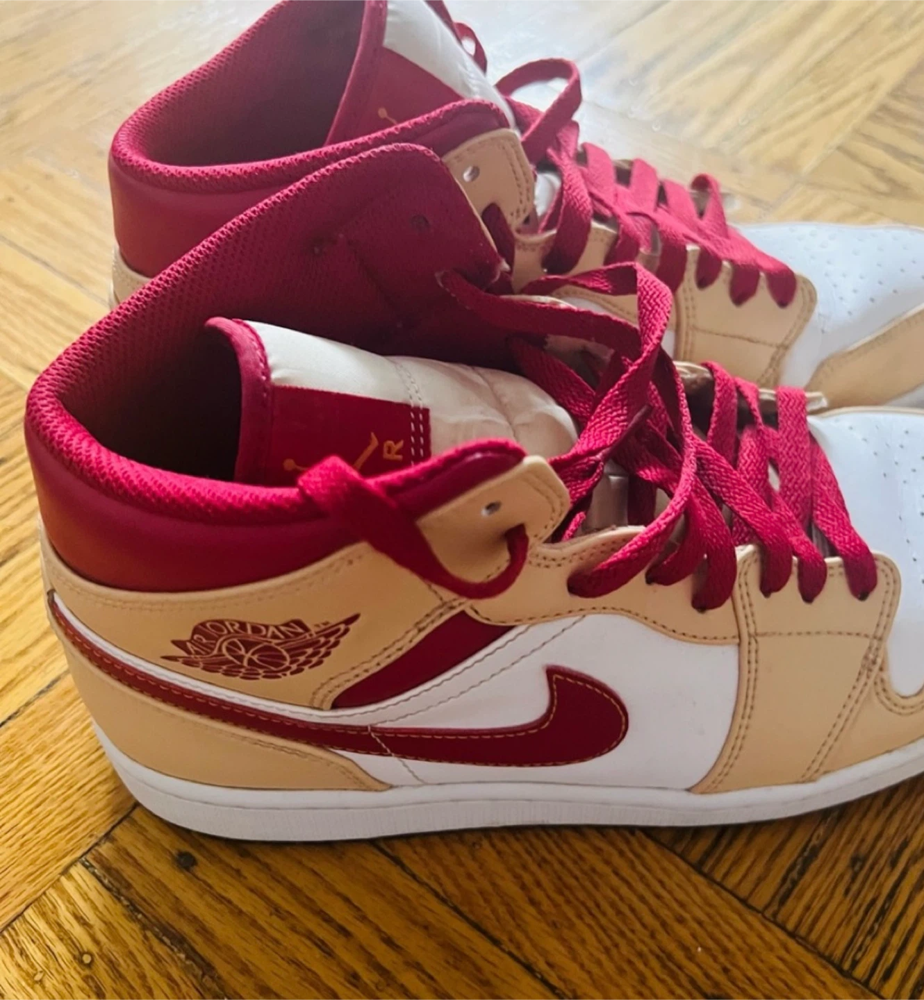 Air Jordan 1 Mid SE "Wheat and Crimson" Sneakers - photo 2