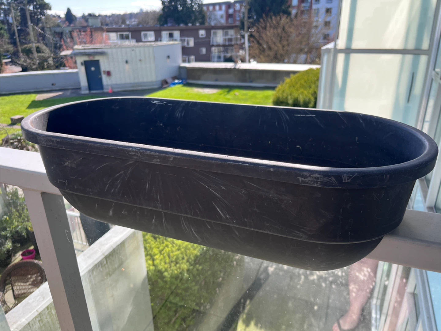 Black Oval Planter for Balcony Rail