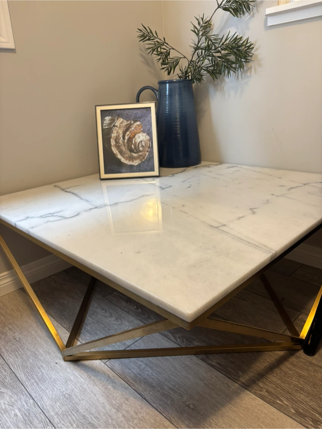 Marble top coffee table with gold legs