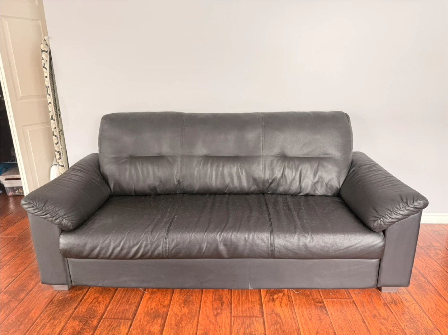 2 Black Leather Sofa - photo 2