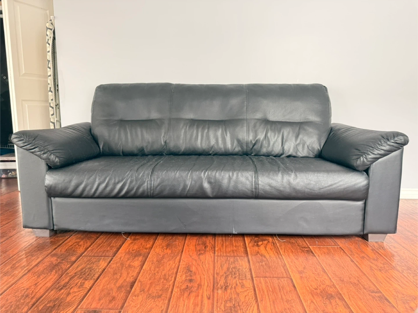 2 Black Leather Sofa