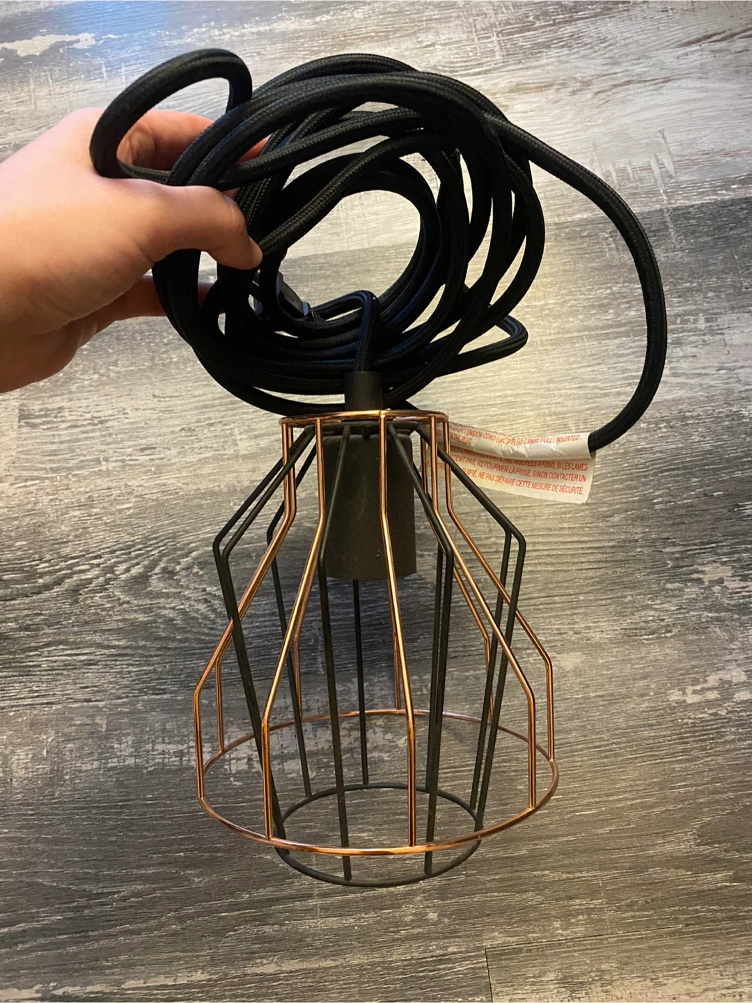 Black and Copper Geometric Pendant Light Fixture