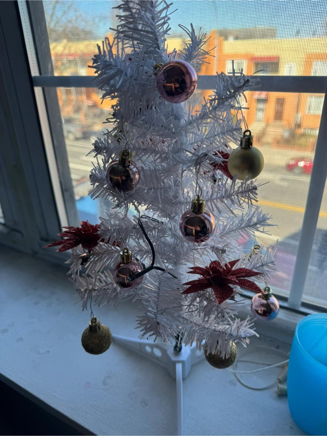 Small White Artificial Christmas Tree with Ornaments 🥕
