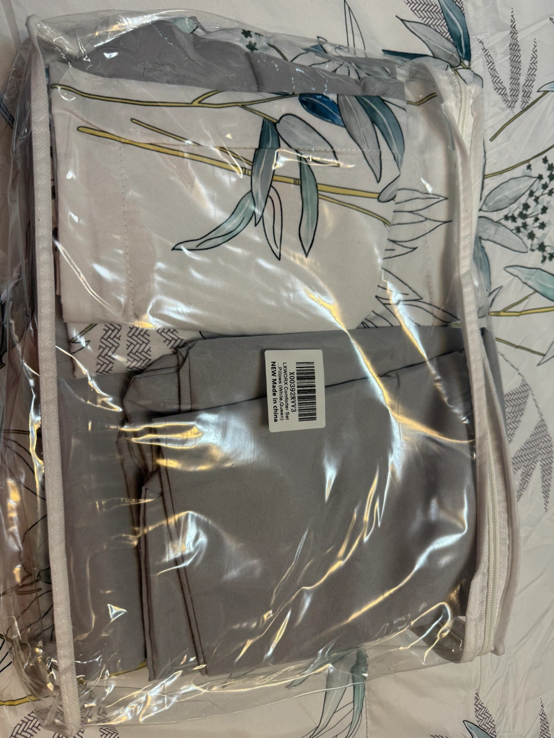 Queen Bamboo Leaf Print Duvet Cover Set - photo 3