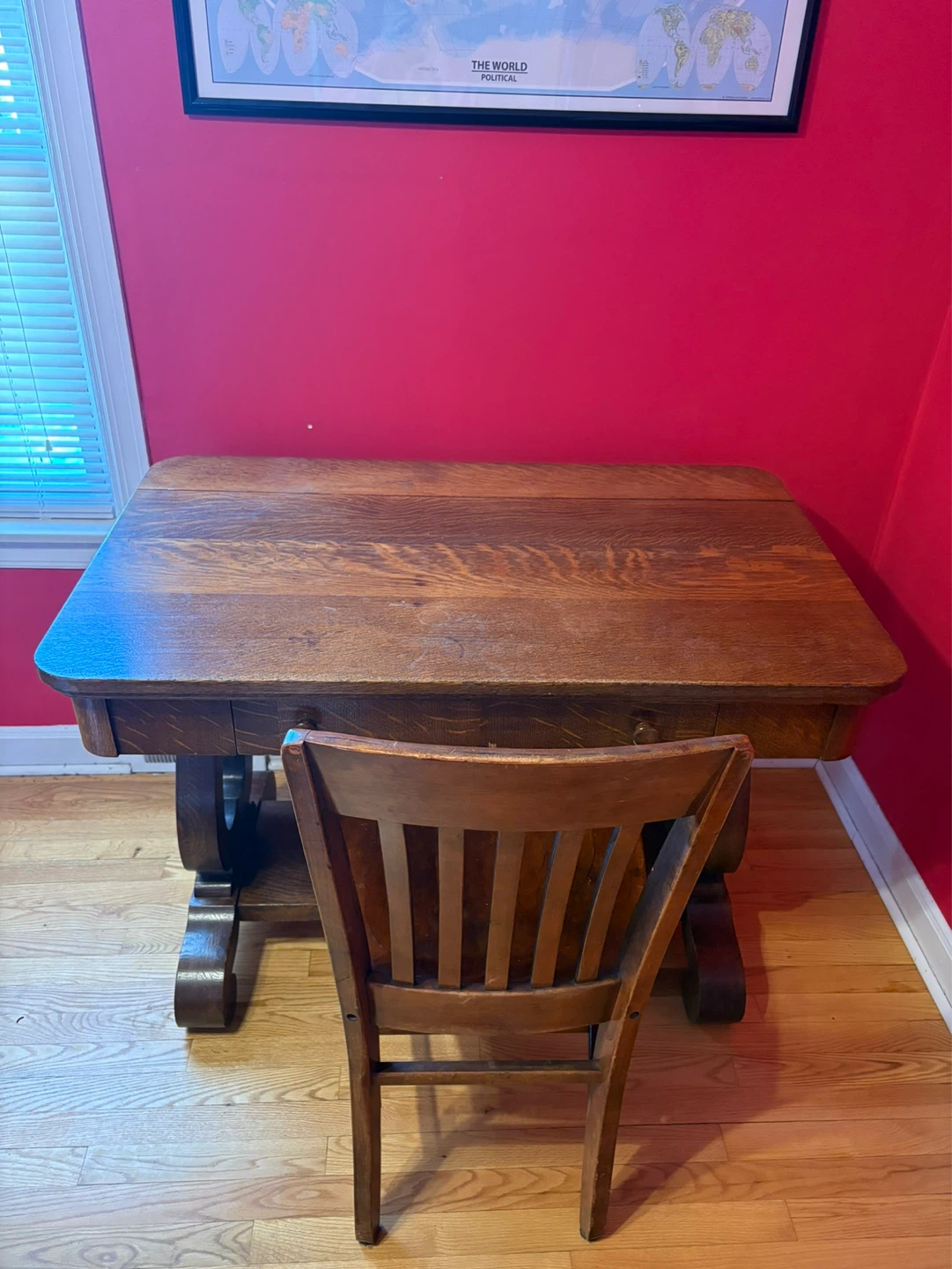 Antique Oak Desk with Drawers - photo 4