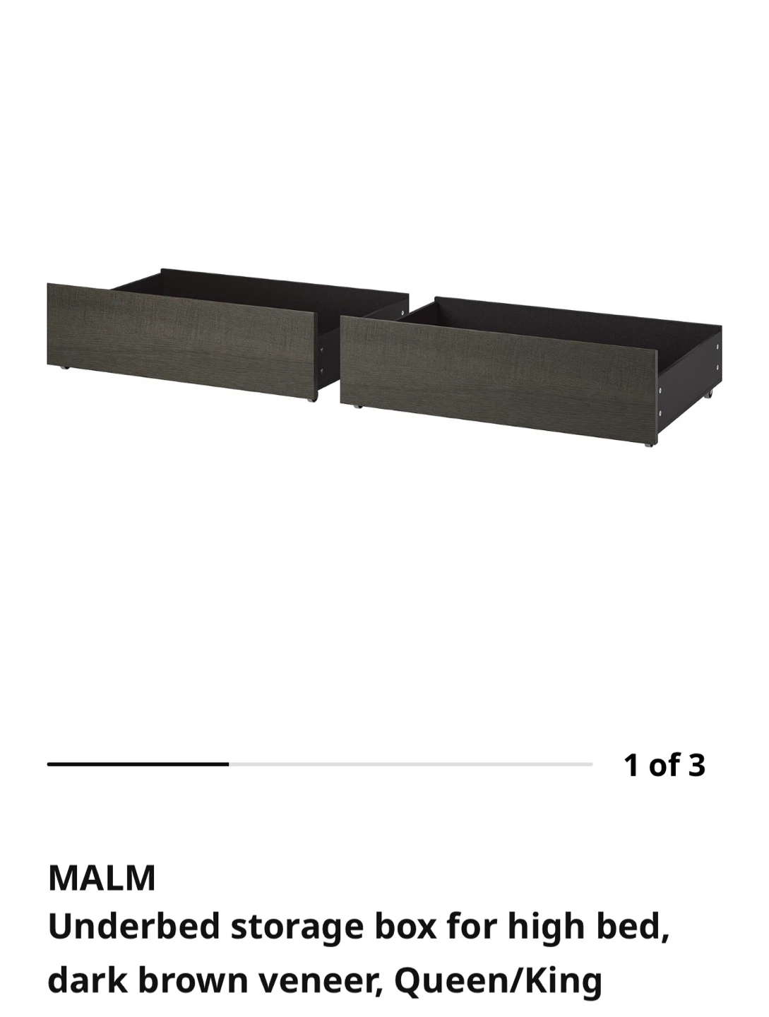New IKEA MALM Underbed Storage Boxes (Dark Brown Veneer, 2 Pack) - photo 2