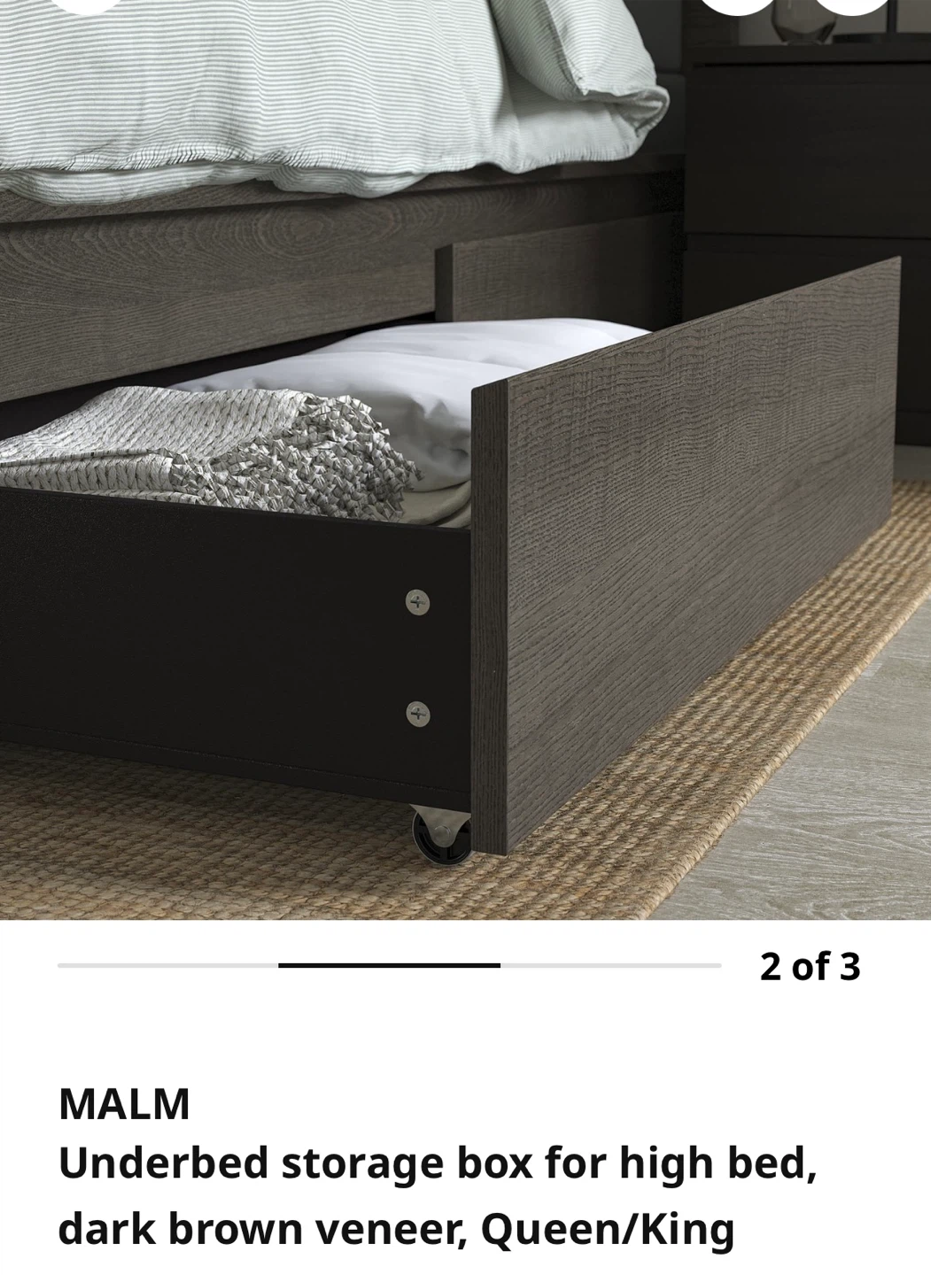 New IKEA MALM Underbed Storage Boxes (Dark Brown Veneer, 2 Pack)