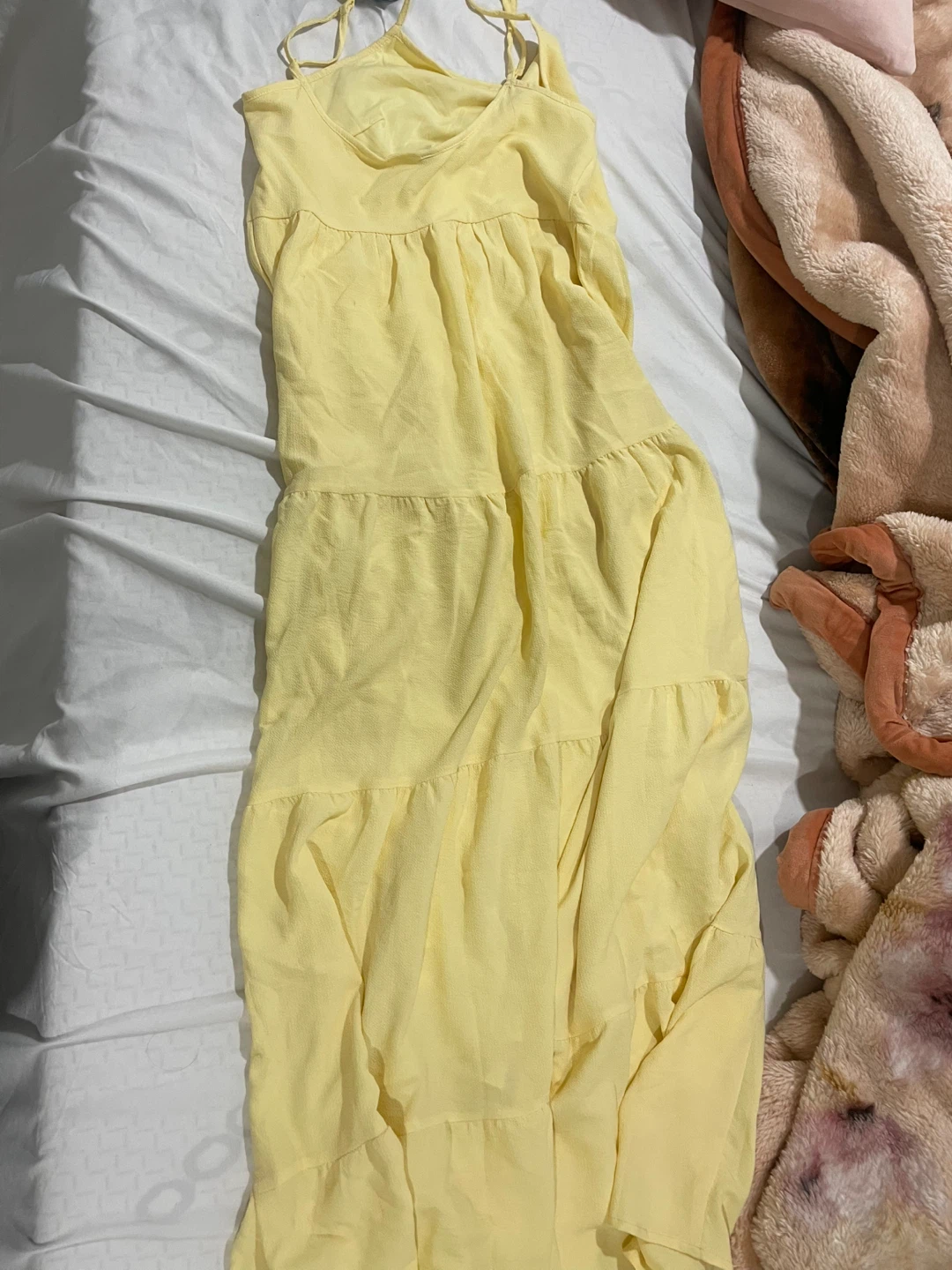H&M Divided Yellow Tiered Dress - Size S - photo 2