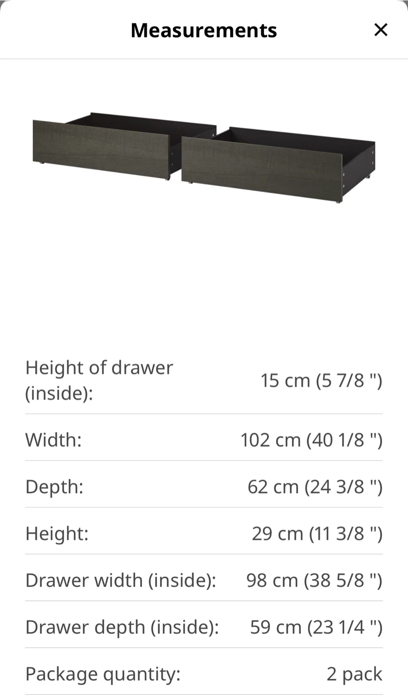New IKEA MALM Underbed Storage Boxes (Dark Brown Veneer, 2 Pack) - photo 5