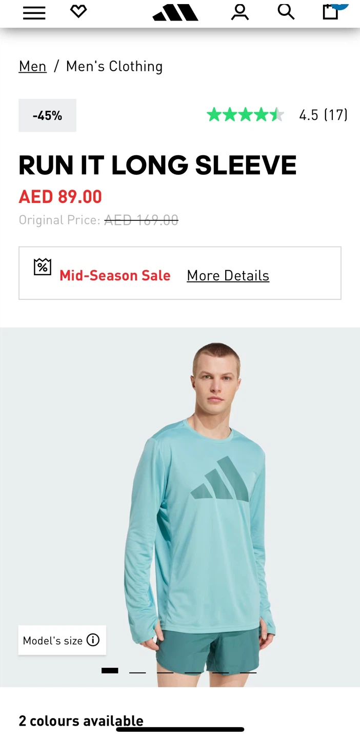 Adidas Run It Long Sleeve Shirt - Teal - photo 2