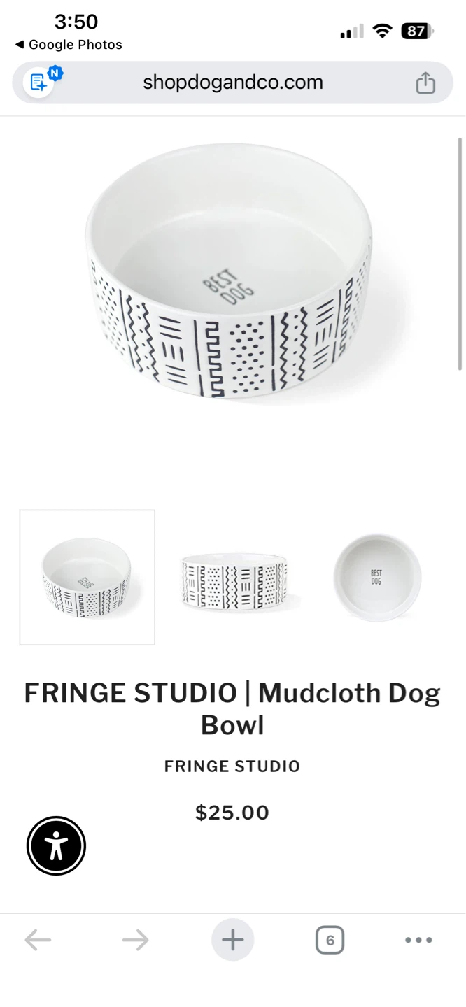 Fringe Studio Mudcloth Dog Bowl