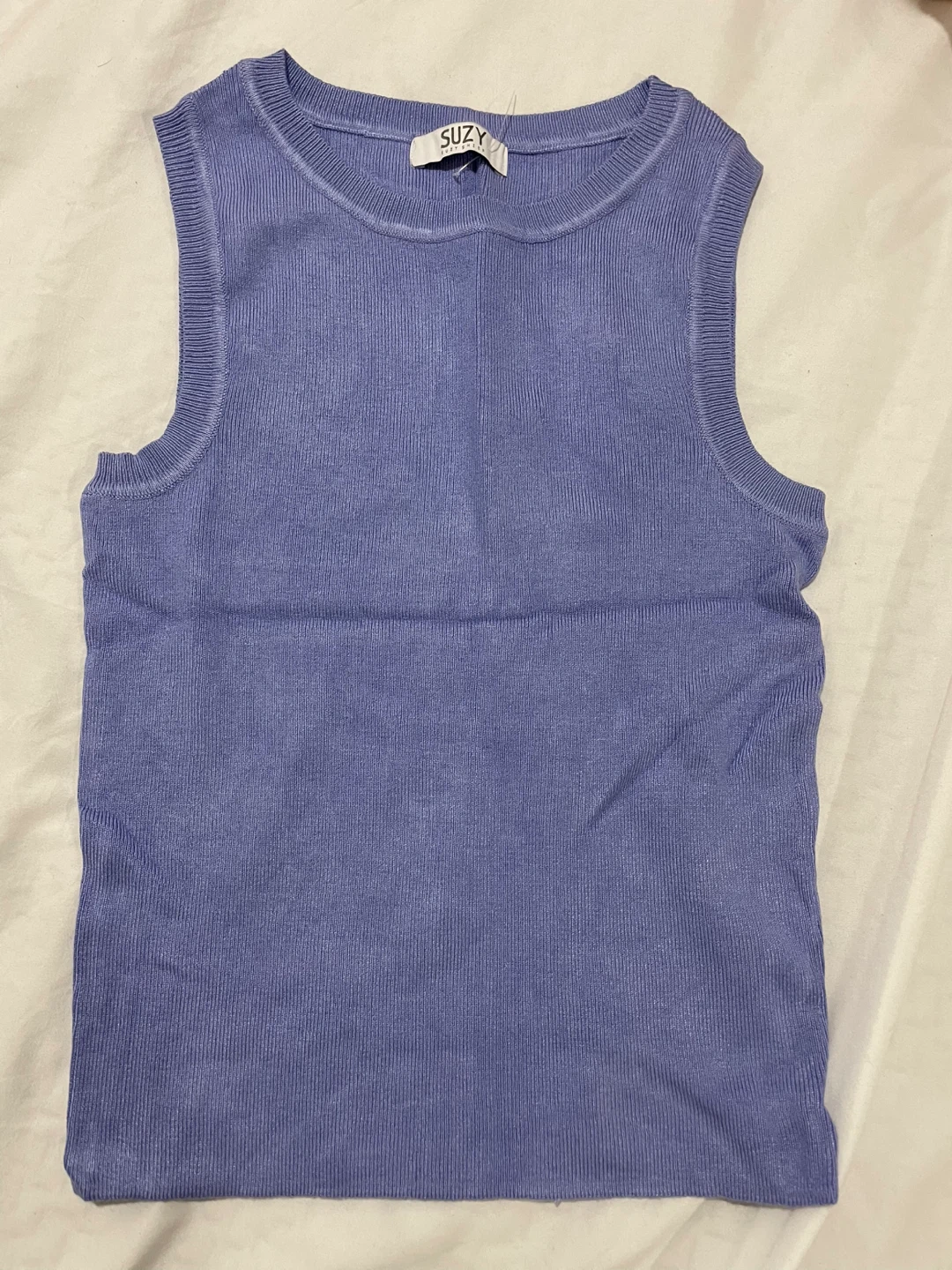 SUZY Women's Ribbed Tank Top - Periwinkle Blue