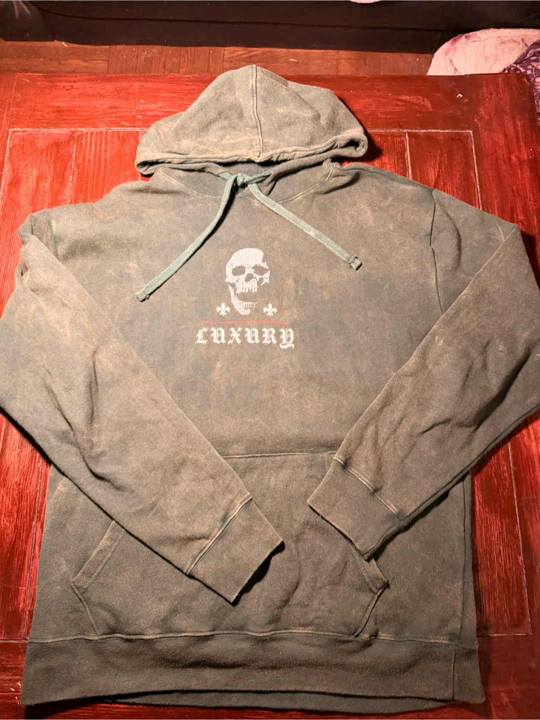 Graphic Print Hoodie with Skull and Rose Design