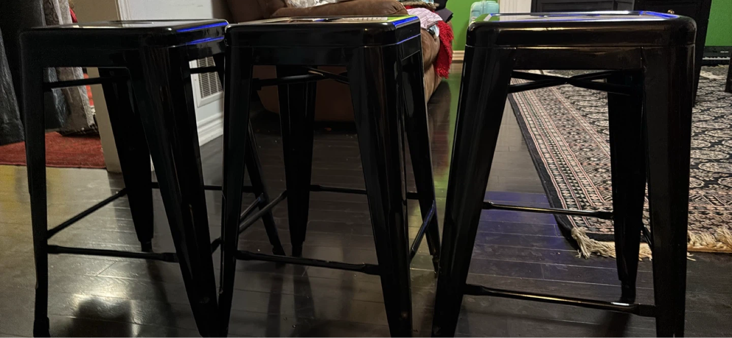 Set of 3 Black Metal Bar Stools - photo 3