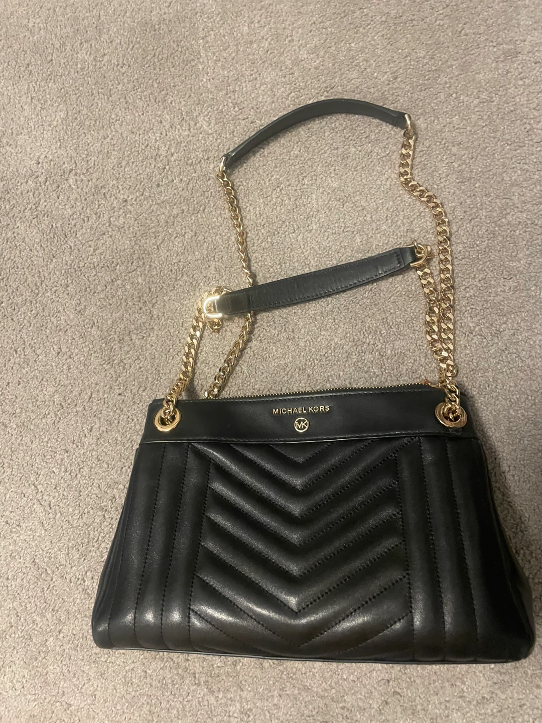 Michael Kors Black Leather Quilted Chain Shoulder Bag