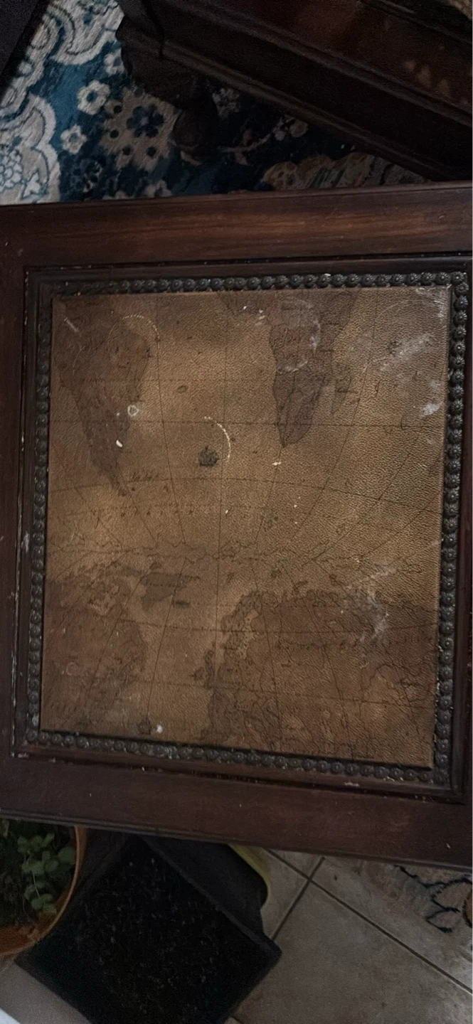 Vintage Wooden Coffee Table with Map Inlay - photo 5