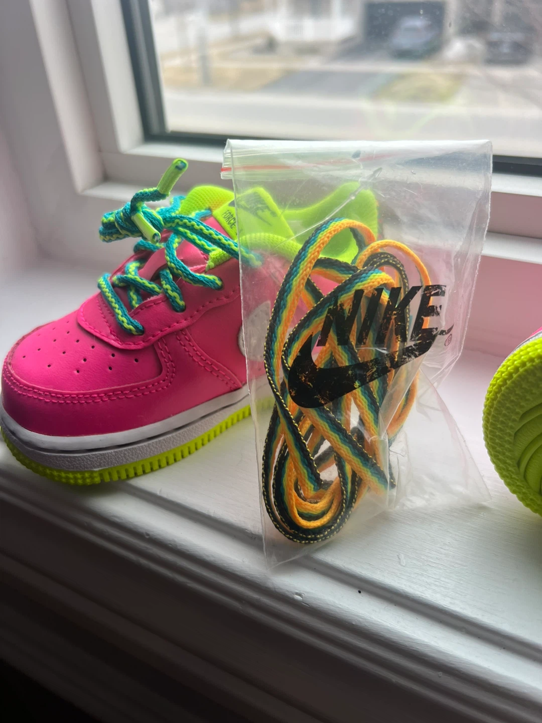 Nike Air Force 1 Crib/Toddler Shoes Pink/Neon Size 5C - photo 4