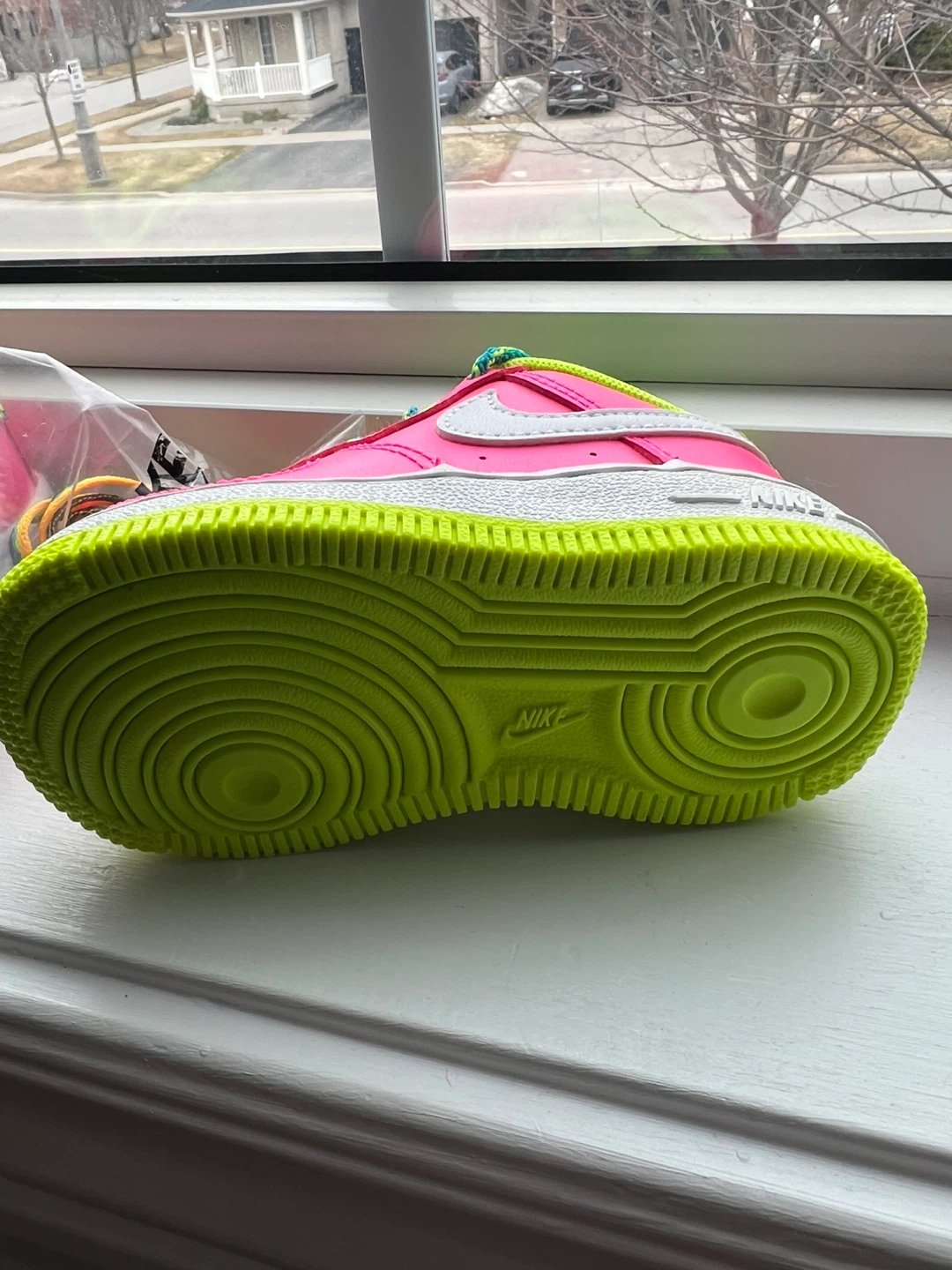 Nike Air Force 1 Crib/Toddler Shoes Pink/Neon Size 5C - photo 3