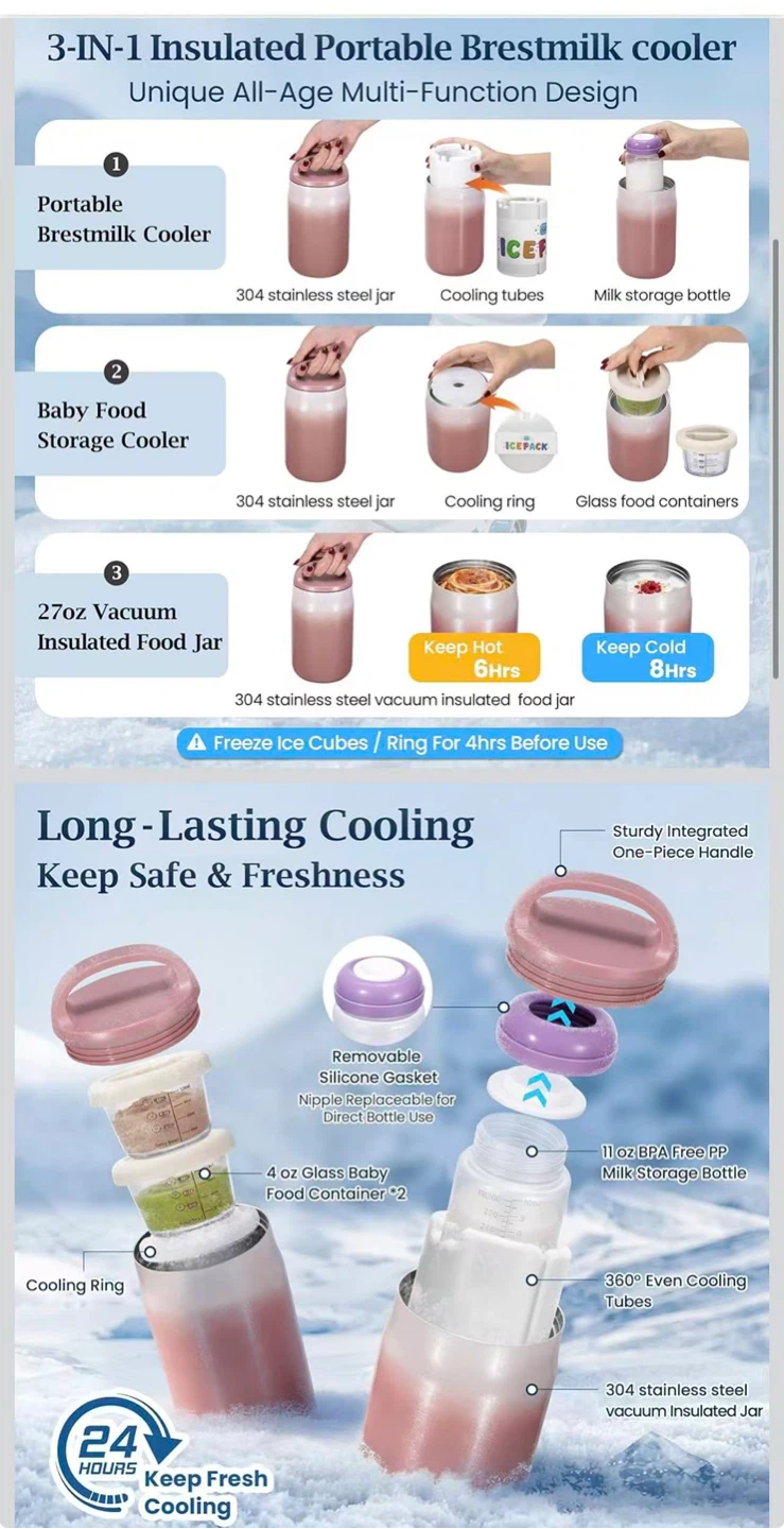 3-in-1 Portable Breast Milk Cooler & Food Jar - photo 2