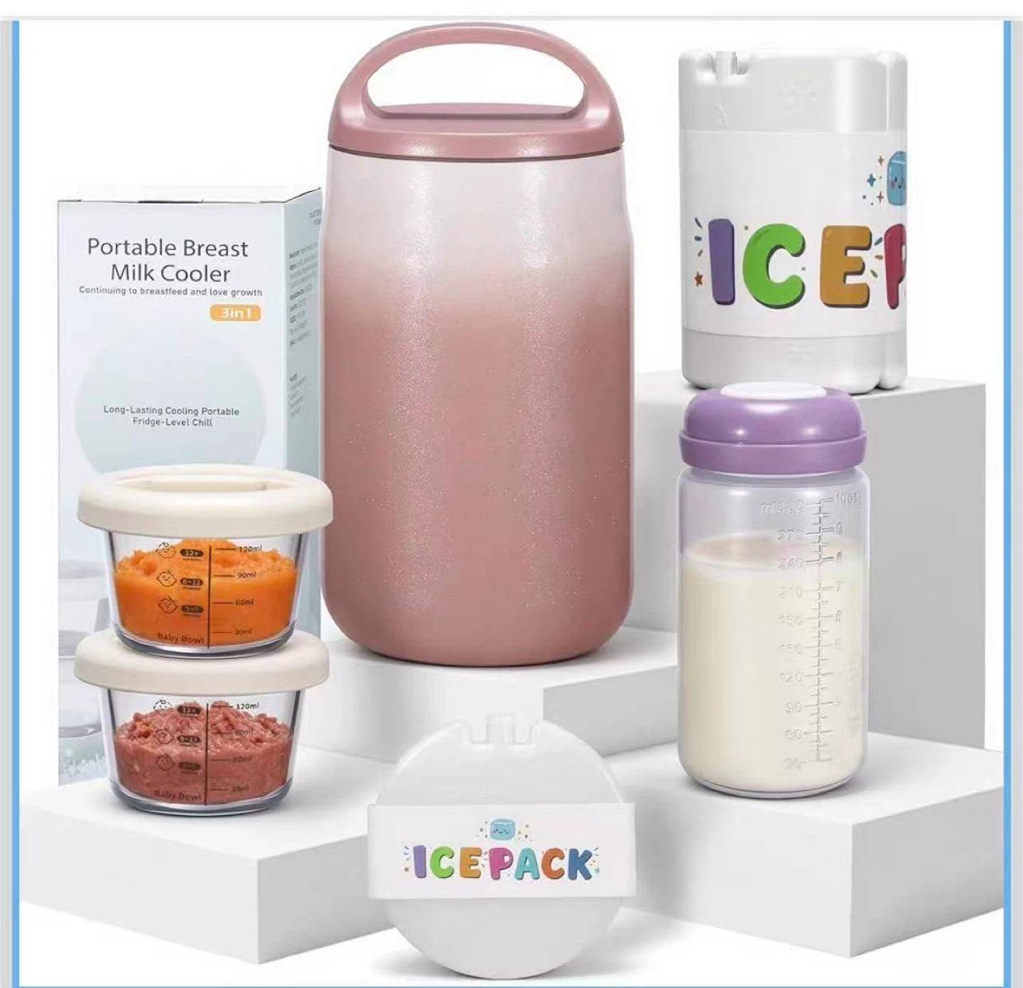 3-in-1 Portable Breast Milk Cooler & Food Jar