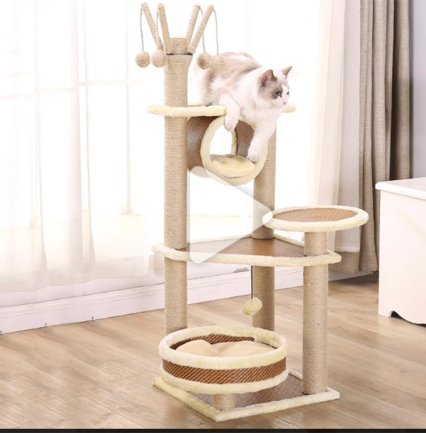 Bumubi Multi-Level Rattan Cat Tree Condo - Not used - New