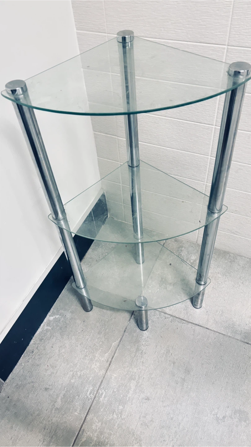 Glass Corner Shelf Unit