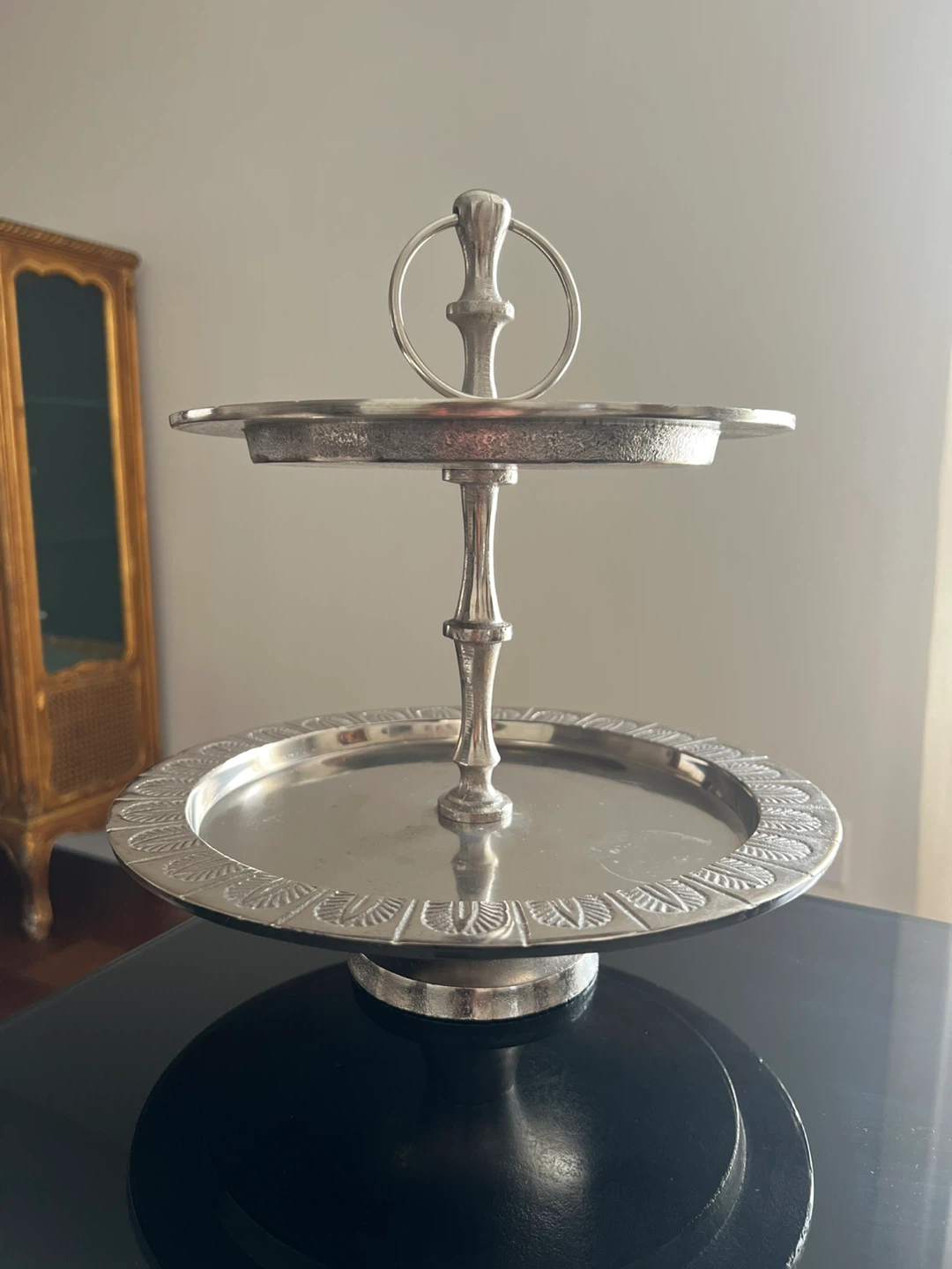 Silver Two-Tiered Serving Stand
