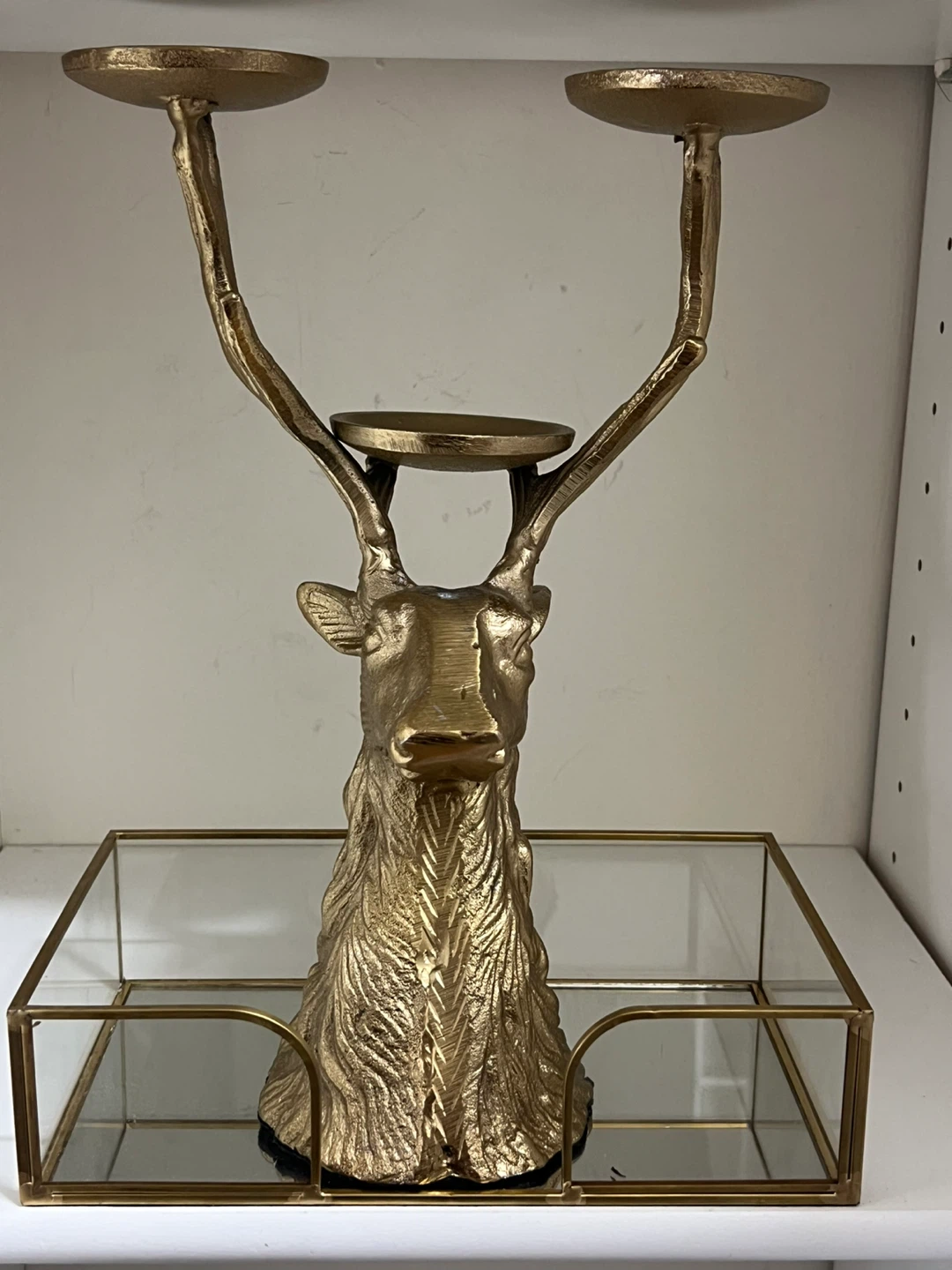 Gold Deer Head Candlestick Holder