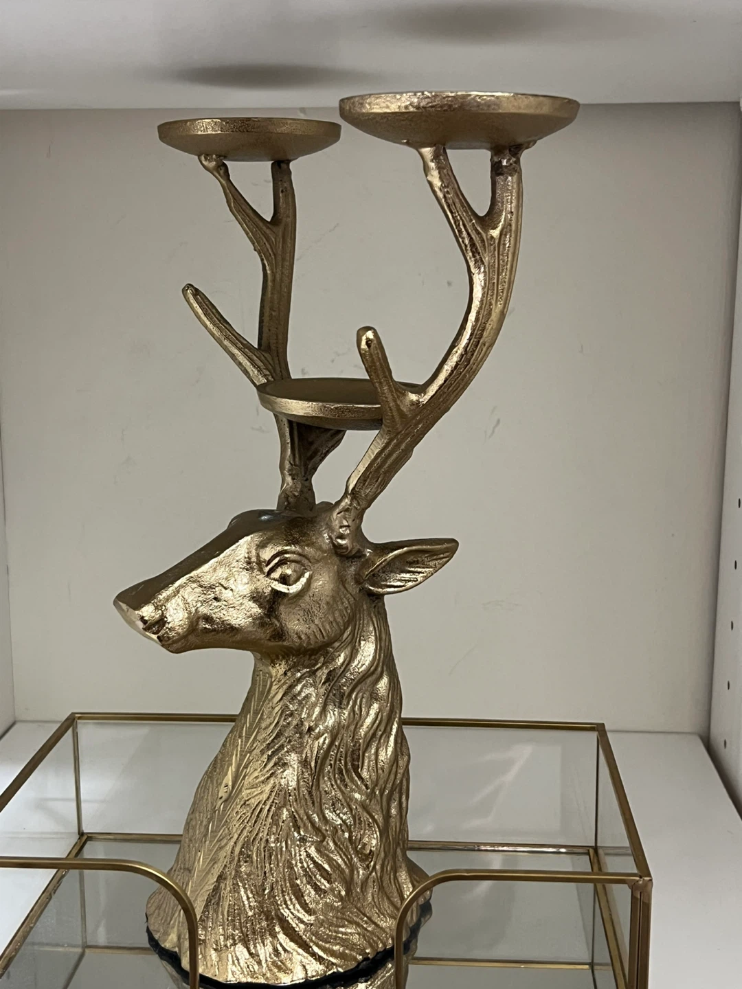 Gold Deer Head Candlestick Holder - photo 2