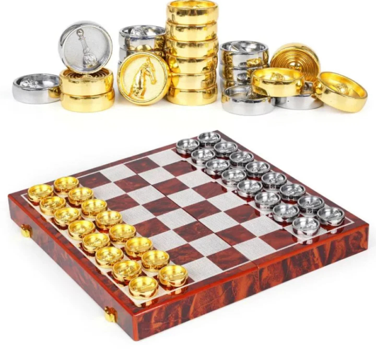 Luxury Wooden Metal Chess and Checkers