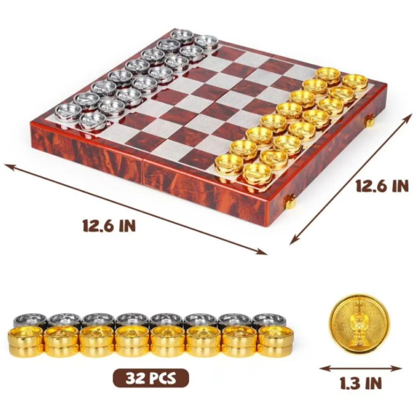 Luxury Wooden Metal Chess and Checkers - photo 5