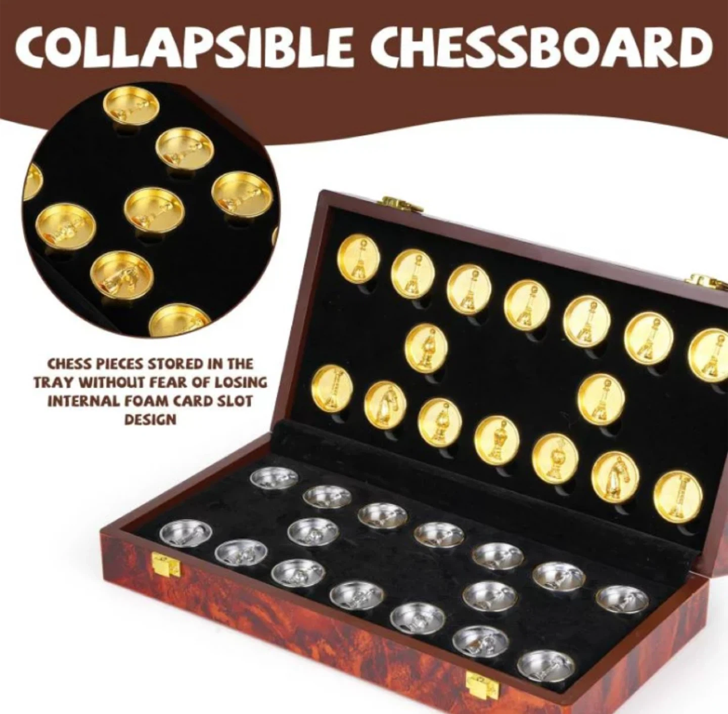 Luxury Wooden Metal Chess and Checkers - photo 4