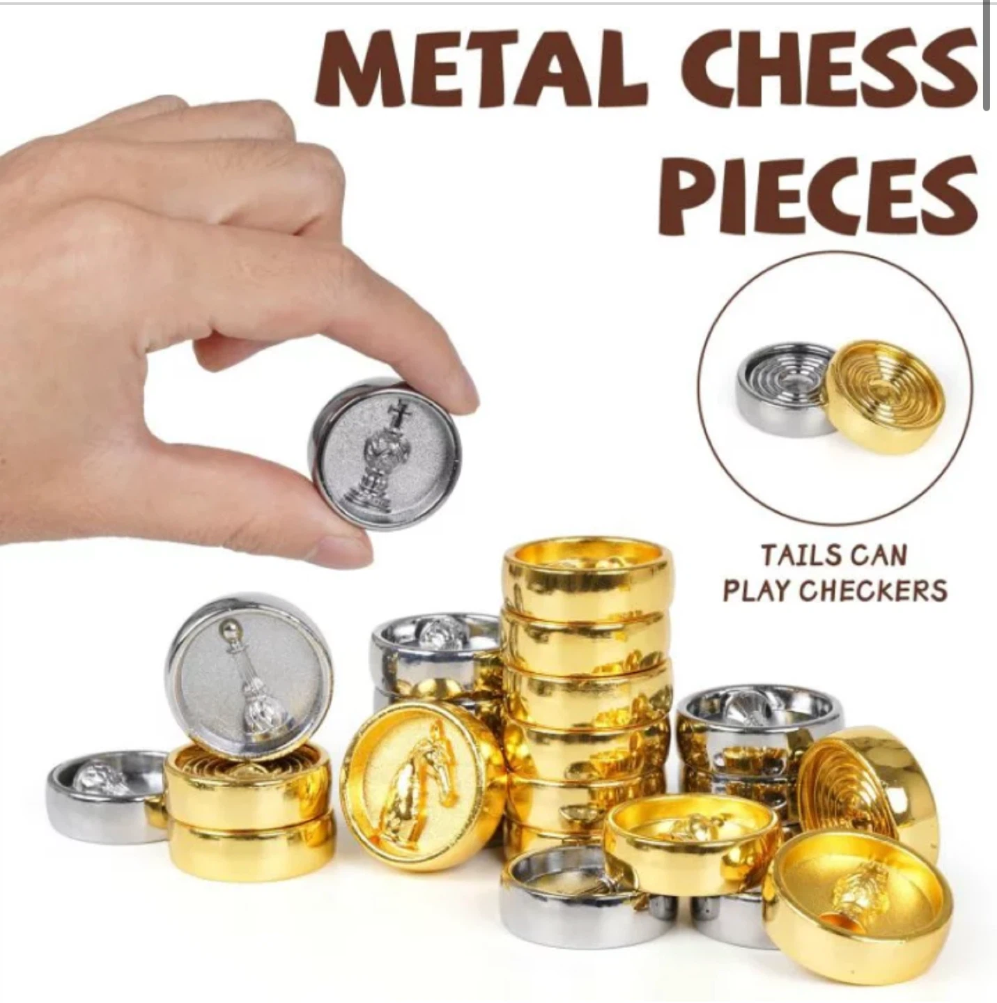 Luxury Wooden Metal Chess and Checkers - photo 2