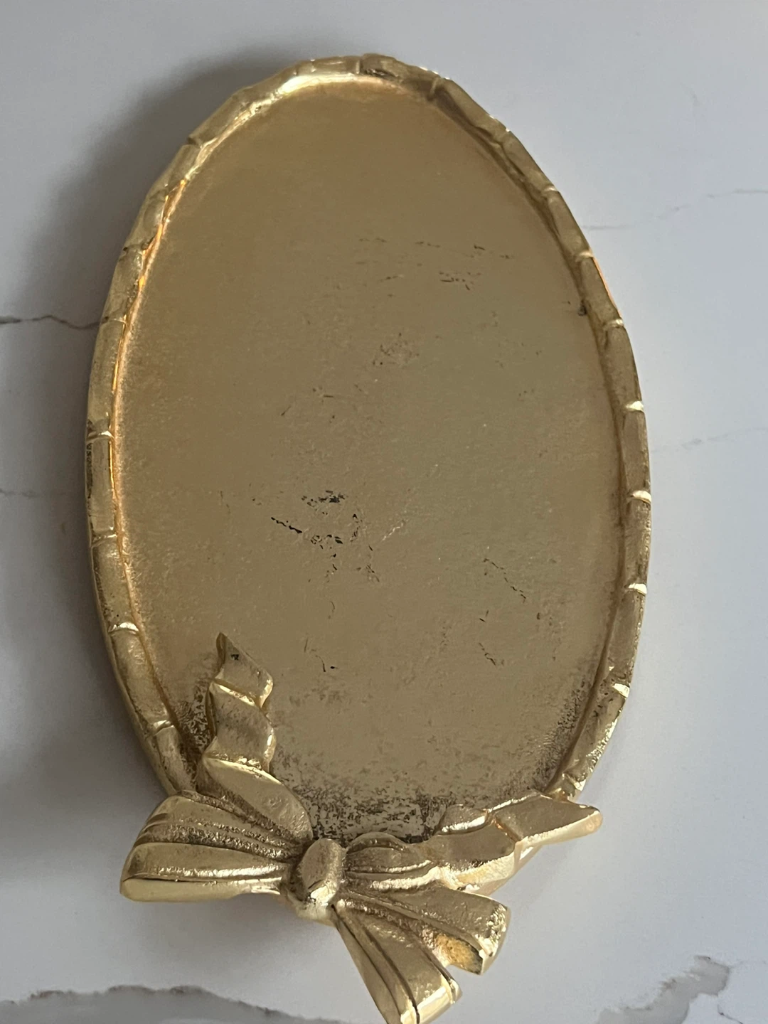 Gold Oval Tray with Bow Accent - photo 2