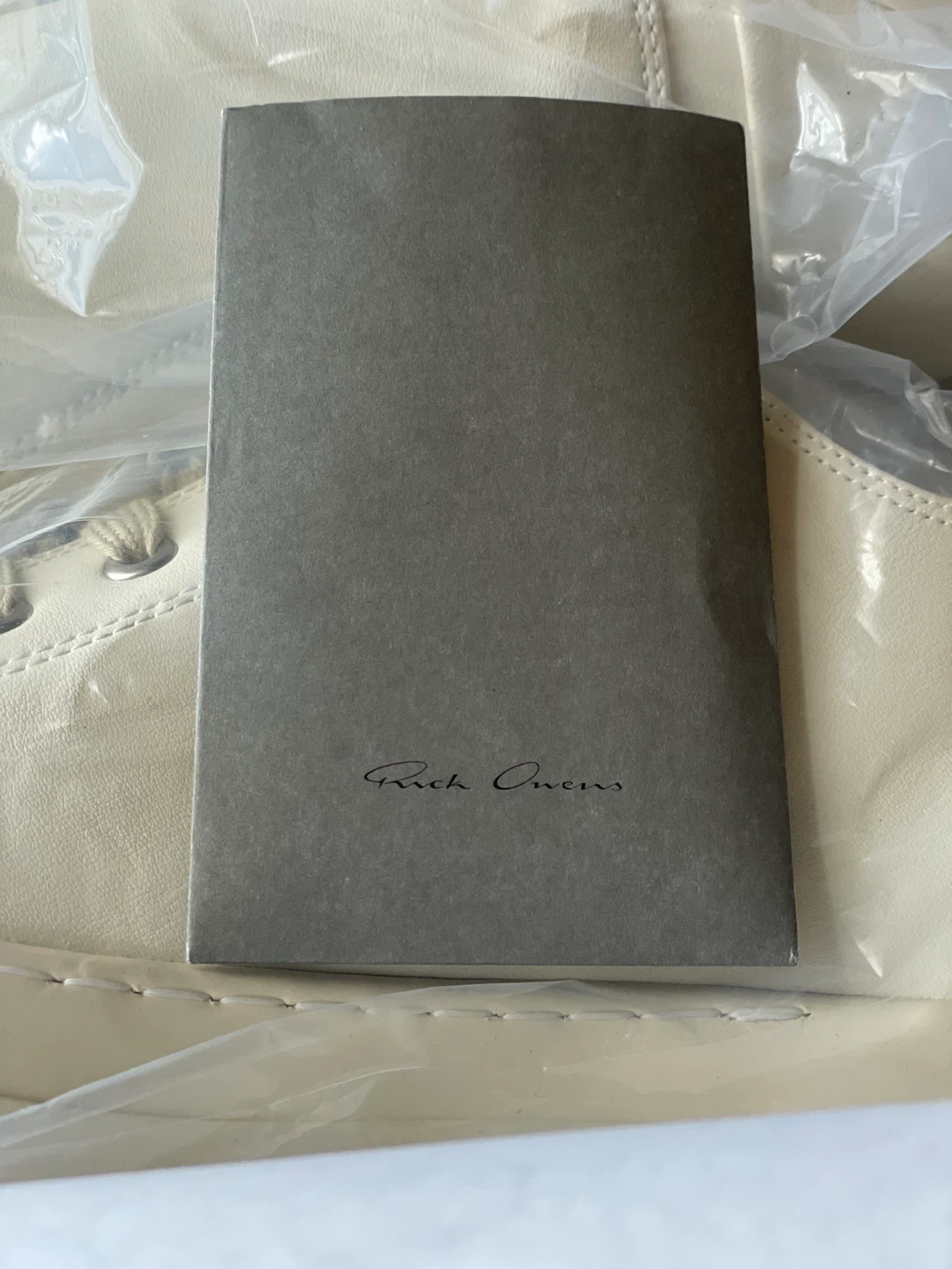 Rick Owens Cream Leather Sneakers - photo 2