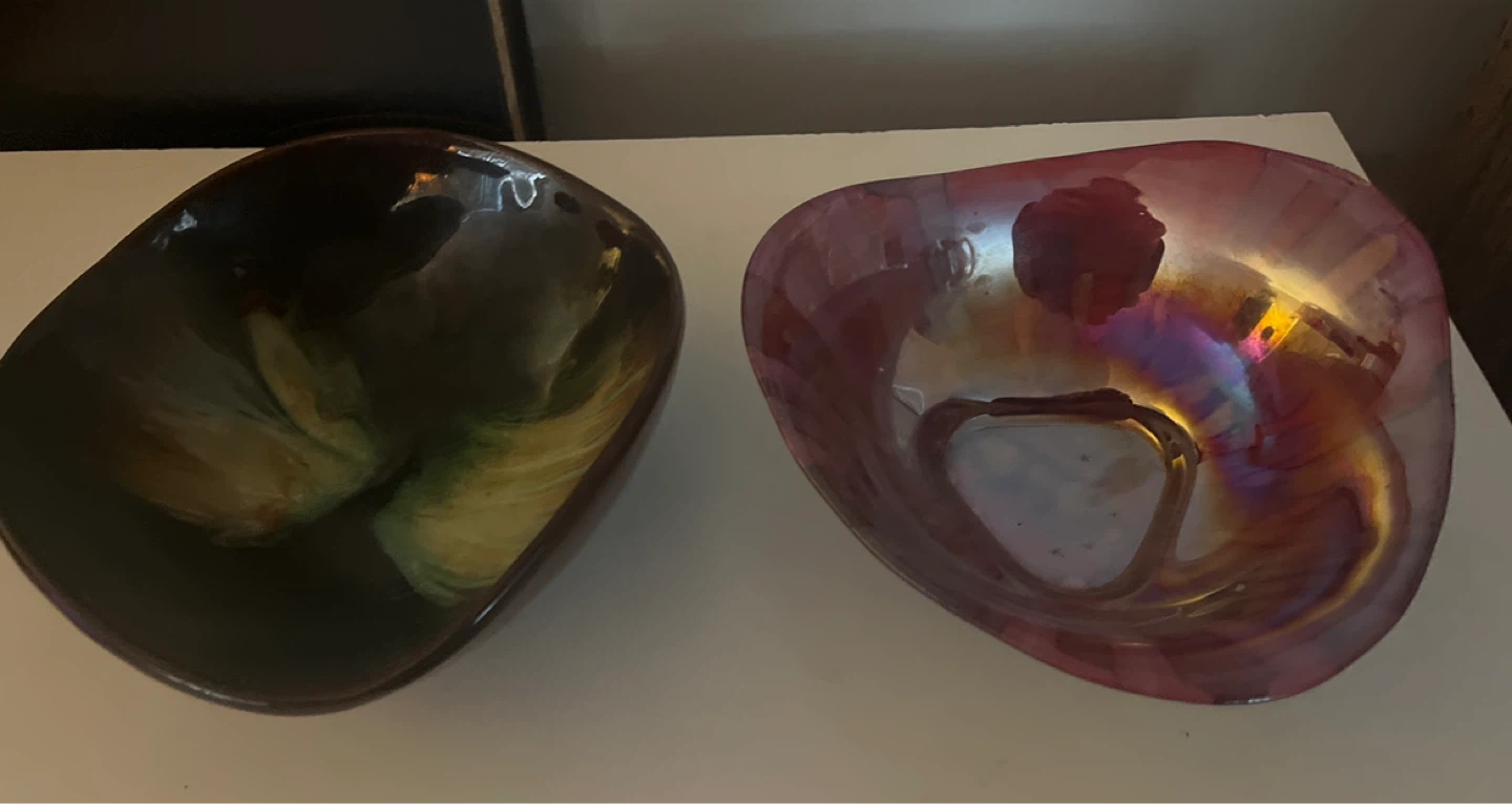 Set of 2 Decorative Glass Bowls