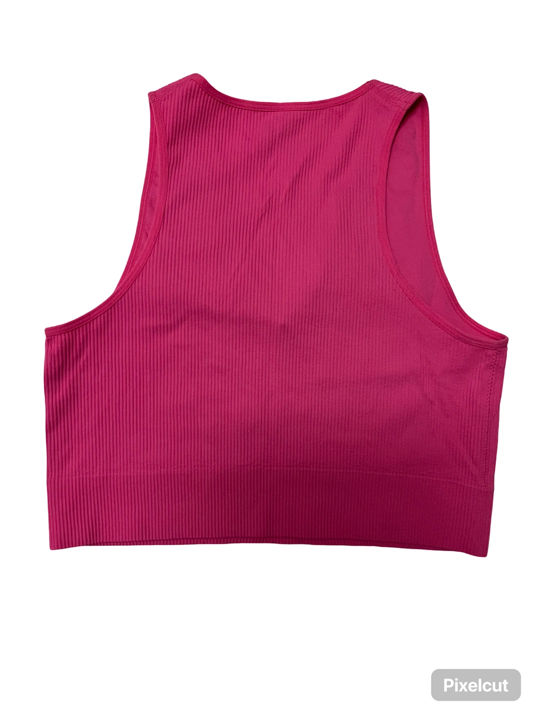 Garage Pink Ribbed V-Neck Crop Tank Top - Size Large - photo 2
