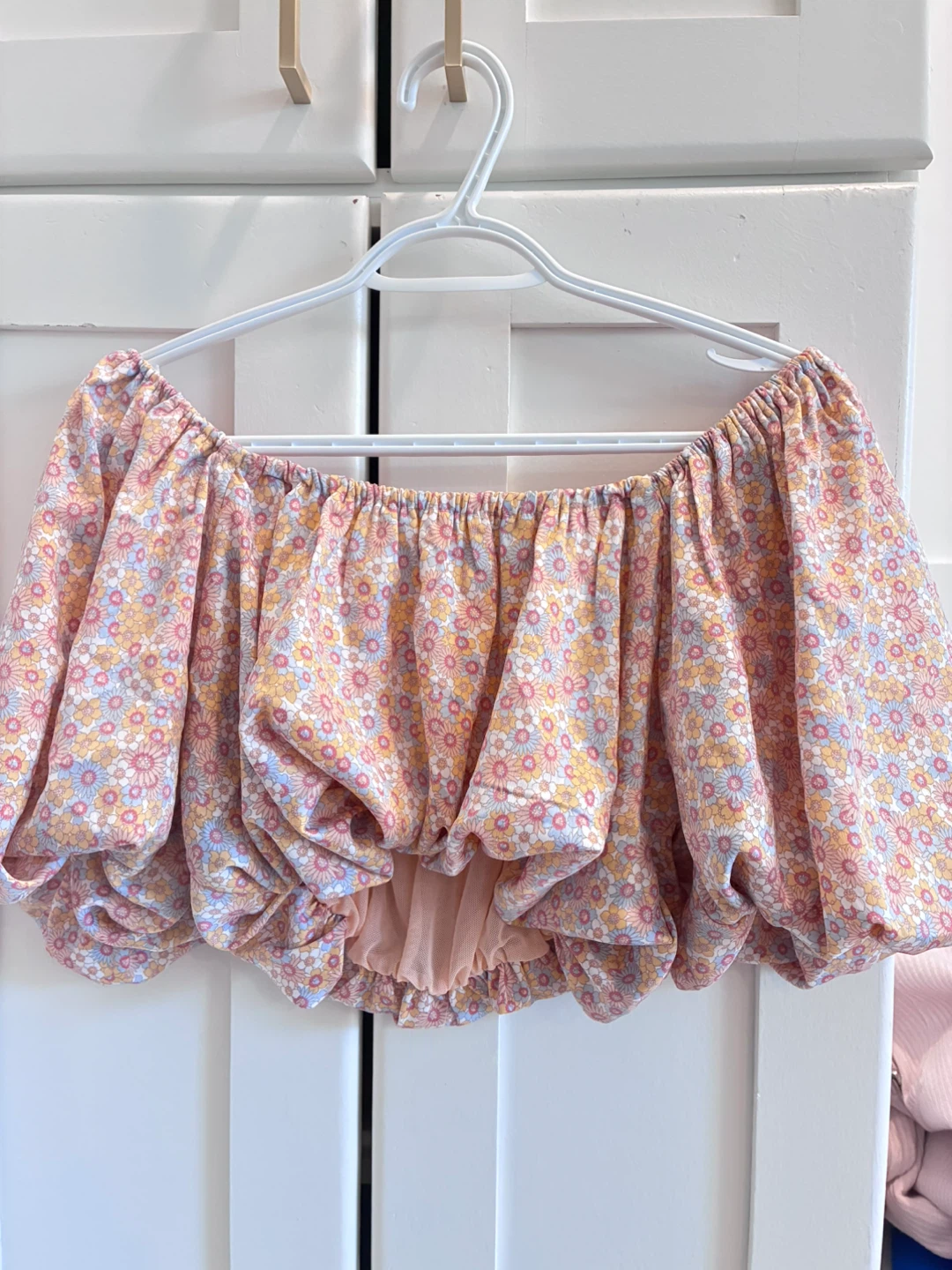 Zara Floral Off-the-Shoulder Puff Sleeve Top Size S