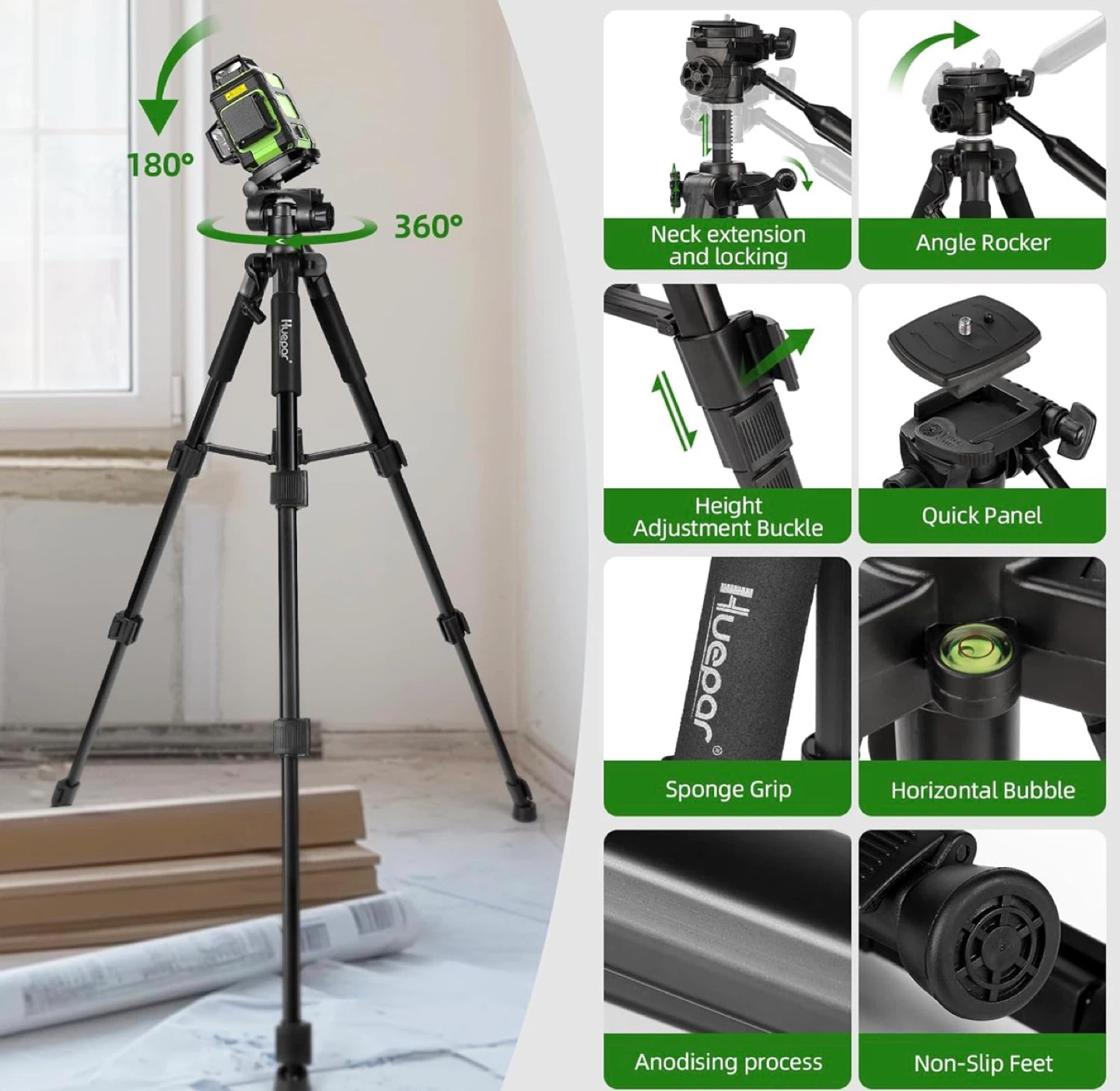 3×360° Laser Level with Tripod – Open Box (Like New) - photo 3