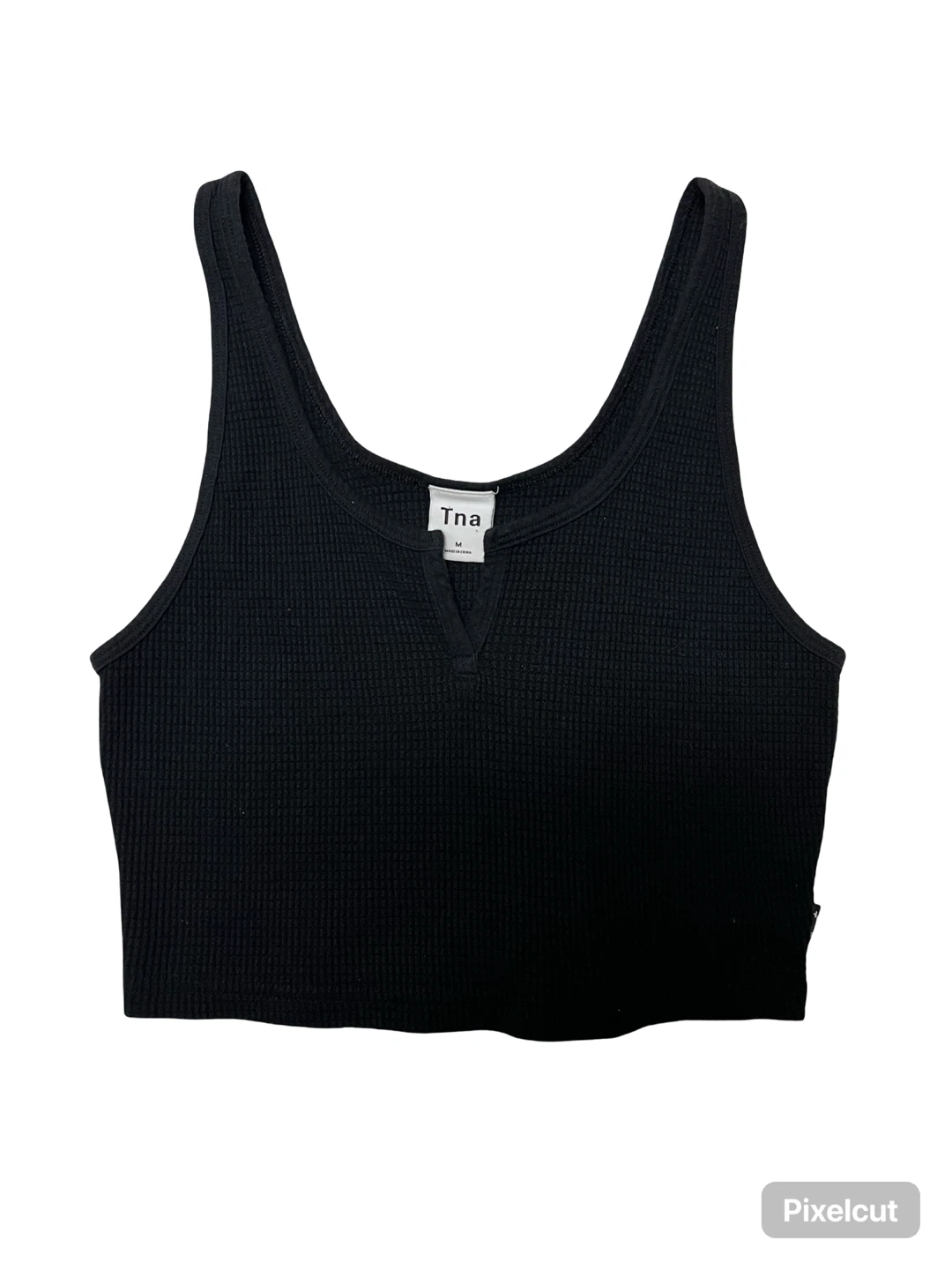 TNA Black Ribbed Cropped Tank Top Size M