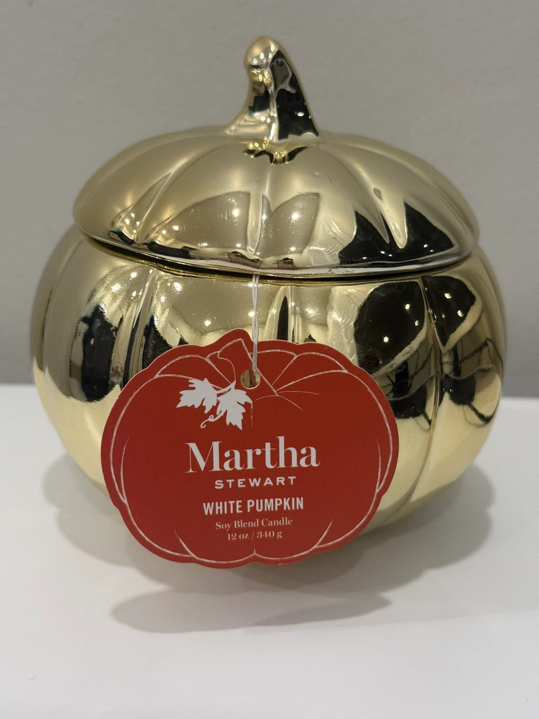 Martha Stewart White Pumpkin Soy Blend Candle - Gold Pumpkin Jar