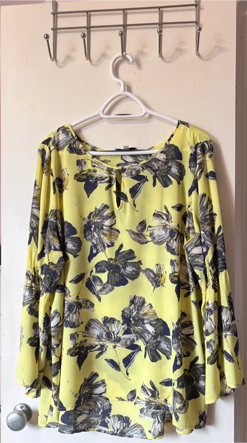 Yellow Floral Print Blouse