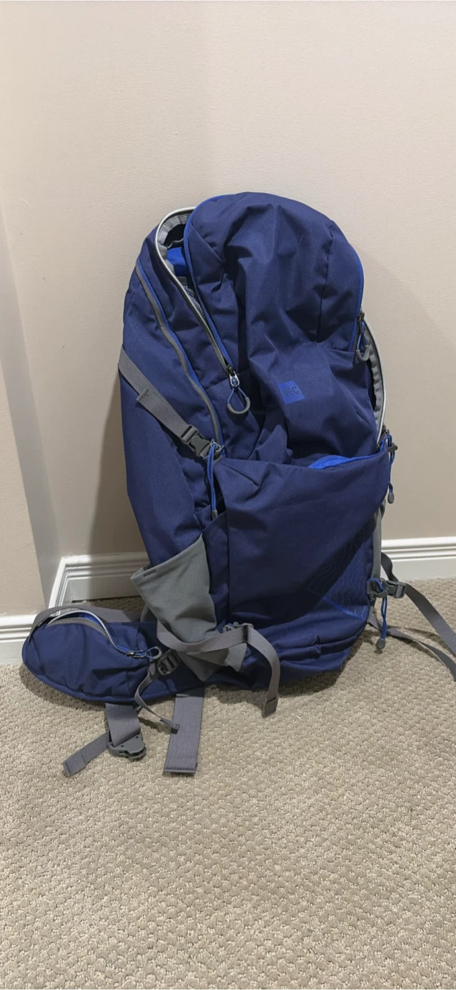 Blue Backpack with Multiple Compartments