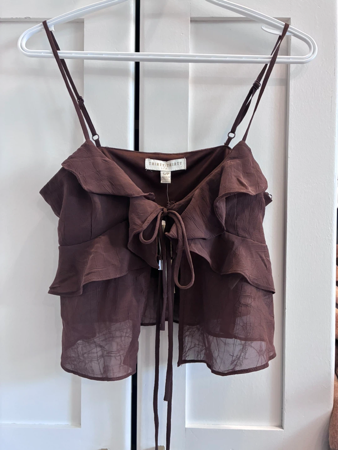 Tie Front Cami Top Size S/P Brown