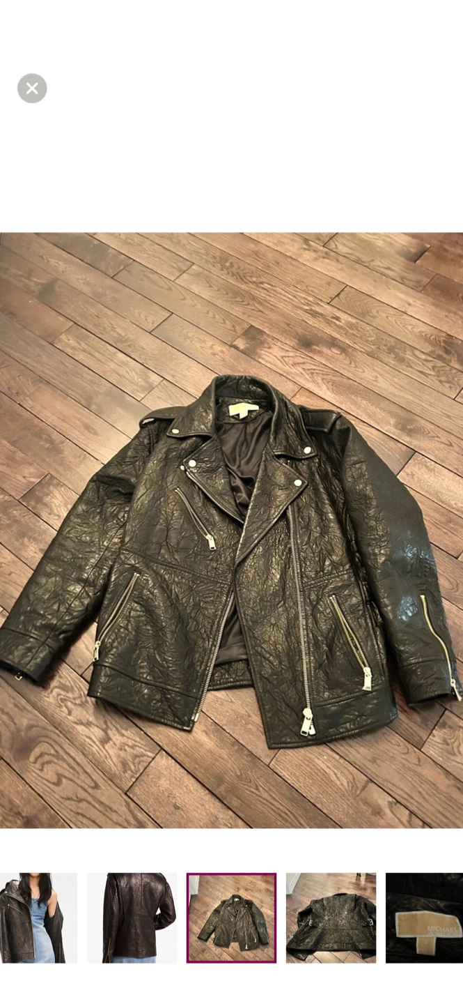 Michael Kors Black Leather Moto Jacket - photo 2