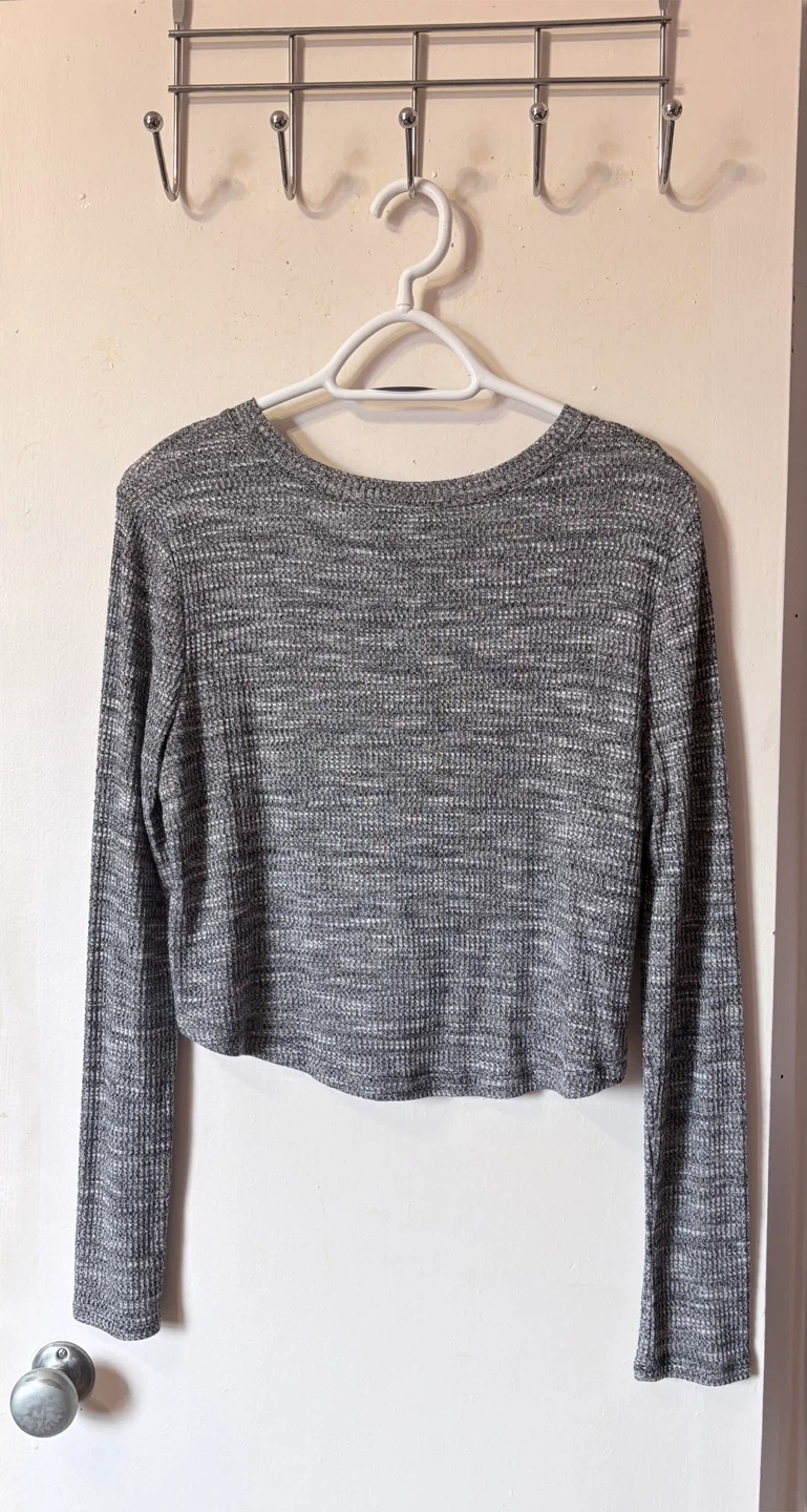 Grey Ribbed Cropped Top - photo 2